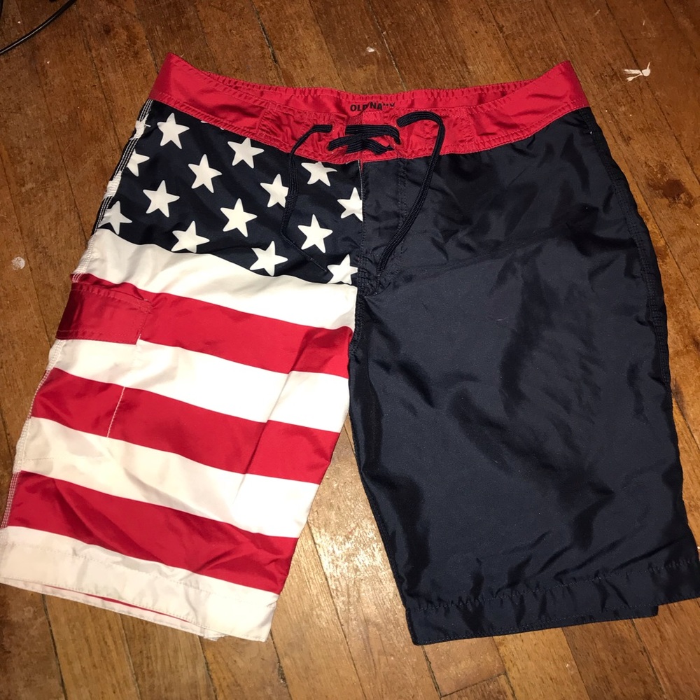 American Flag Swim Trunks Old Navy Medium